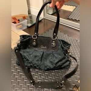 Coach shoulder bag; black canvas